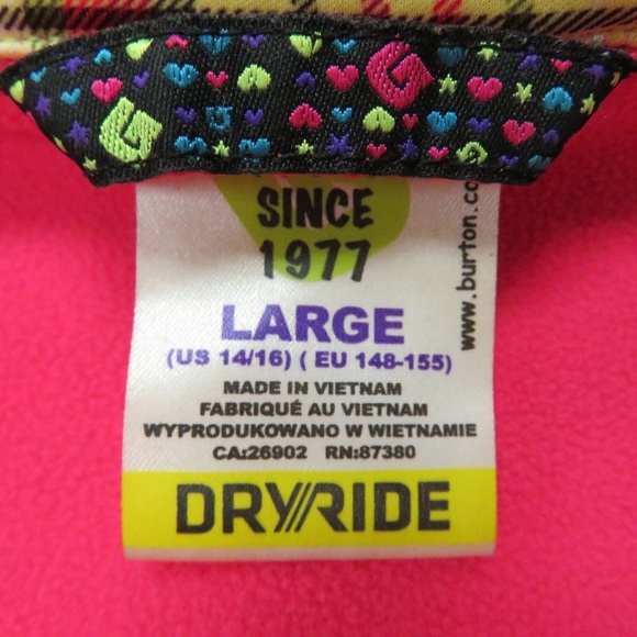 Burton Dryride Fleece Lined Jacket Large 14/16 Plaid - Picture 5 of 8